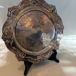 VINTAGE GORHAM SILVERPLATE ROUND SERVING TRAY 13" YC1344 Chantilly Collection